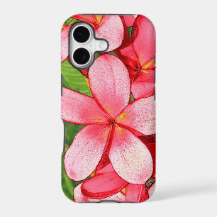Pink Tropical Frangipani Art iPhone 17 Case