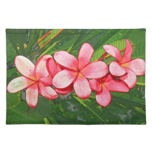 Pink Tropical Frangipani Art Cloth Placemat