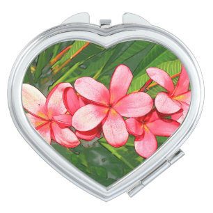 Pink Tropical Frangipani Art Compact Mirror