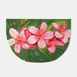 Pink Tropical Frangipani Art Doormat