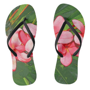 Pink Tropical Frangipani Art Flip Flops