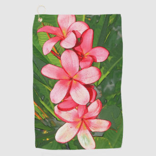 Pink Tropical Frangipani Art Golf Towel