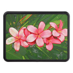 Pink Tropical Frangipani Art Hitch Cover