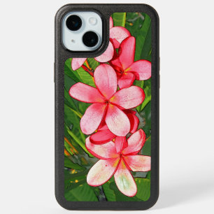 Pink Tropical Frangipani Art iPhone 15 Plus Case