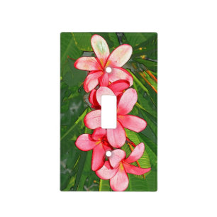 Pink Tropical Frangipani Art Light Switch Cover
