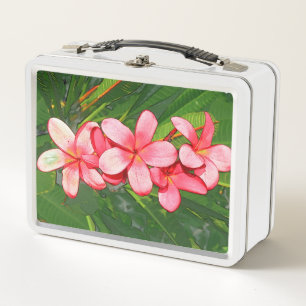 Pink Tropical Frangipani Art Metal Lunch Box