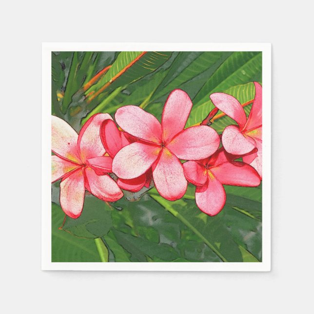 Pink Tropical Frangipani Art Napkins (Front)