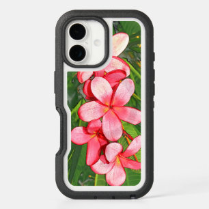Pink Tropical Frangipani Art iPhone 16 Case