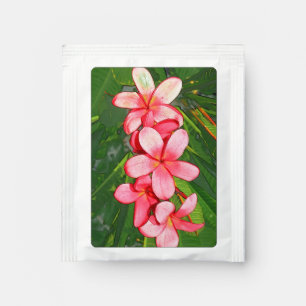 Pink Tropical Frangipani Art Tea Bag Drink Mix
