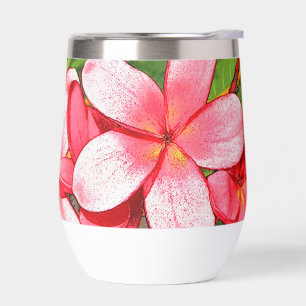 Pink Tropical Frangipani Art Thermal Wine Tumbler