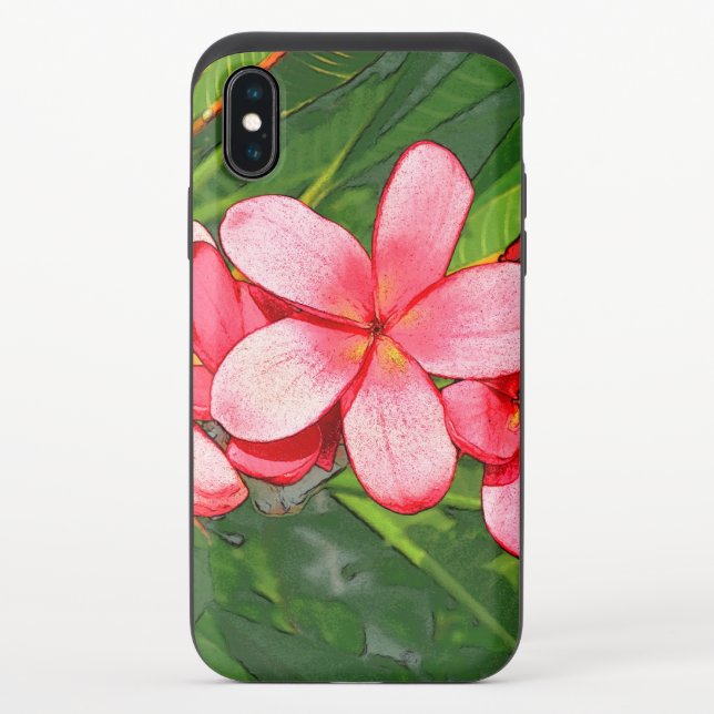 Pink Tropical Frangipani Art Uncommon iPhone Case (Back)
