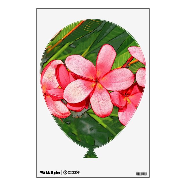Pink Tropical Frangipani Art Wall Decal (Front)