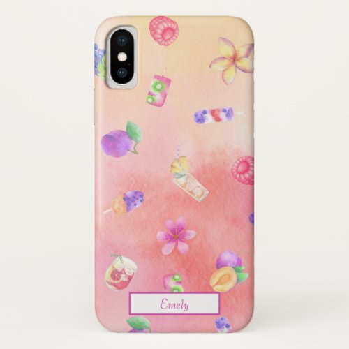 Pink Tropical Fruit Watercolor iPhone  iPad case