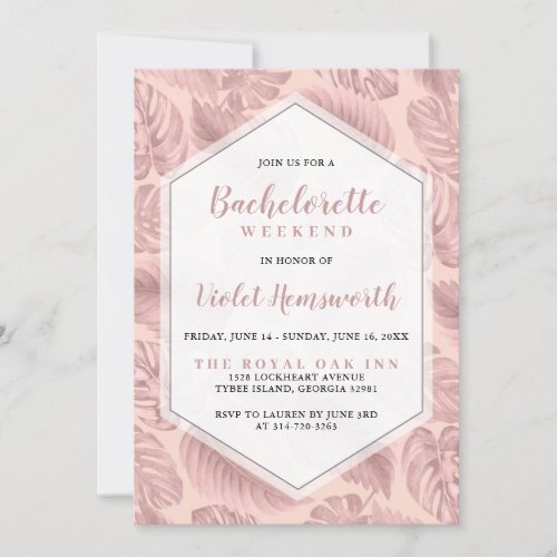 Pink Tropical Geometric Bachelorette Weekend Invitation