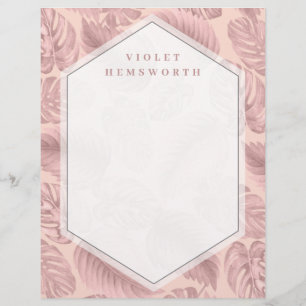 Pink Tropical Geometric Letterhead