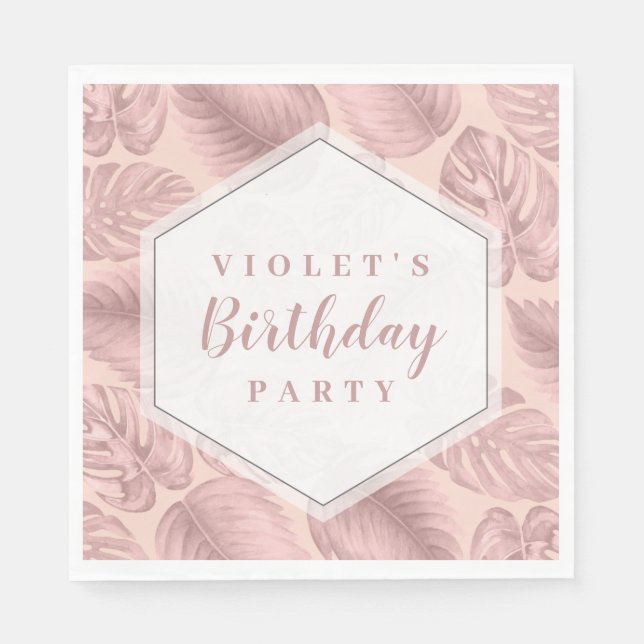 Pink Tropical Geometric Napkins (Front)