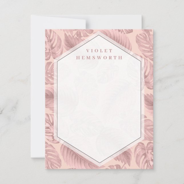 Pink Tropical Geometric Note Card (Front)