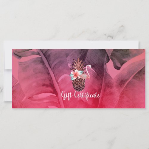 Pink Tropical Glitter Pineapple Gift Certificate