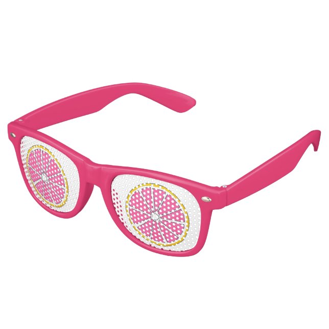 Pink Tropical Grapefruit Citrus Fruit Fruity Retro Sunglasses (Angled)