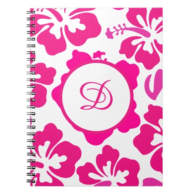 Pink tropical Hawaii Hibiscus Floral Pattern Notebook (Front)