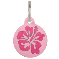 Pink Tropical Hawaiian Hibiscus Flower Pet Tag