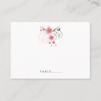 Pink Tropical Hibiscus Beach Wedding Place Card by fatfatin_design at Zazzle