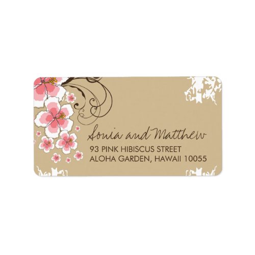 Pink Tropical Hibiscus Chic Wedding Address Labels
