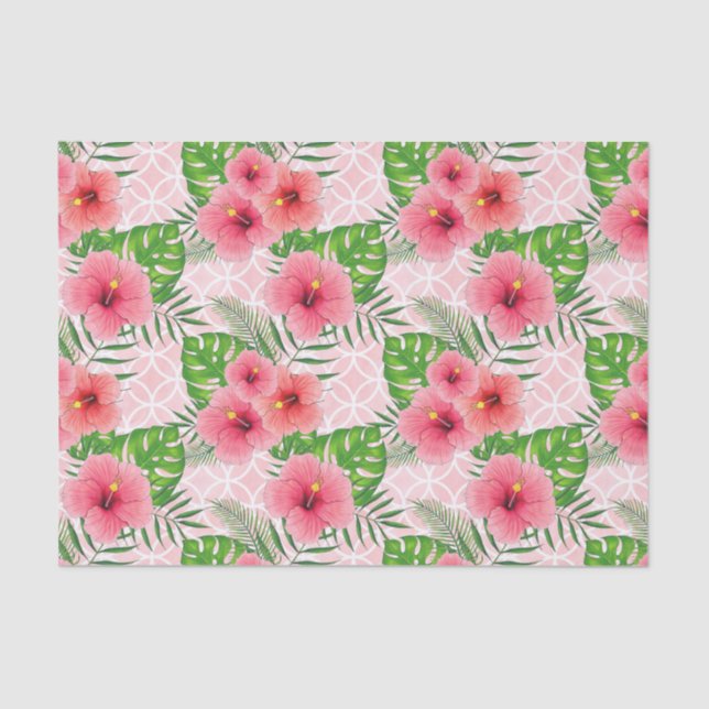 Pink Tropical Hibiscus Tissue Paper (Front)