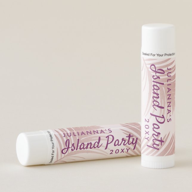 Pink Tropical Island Beach Party Favor Lip Balm (Front)
