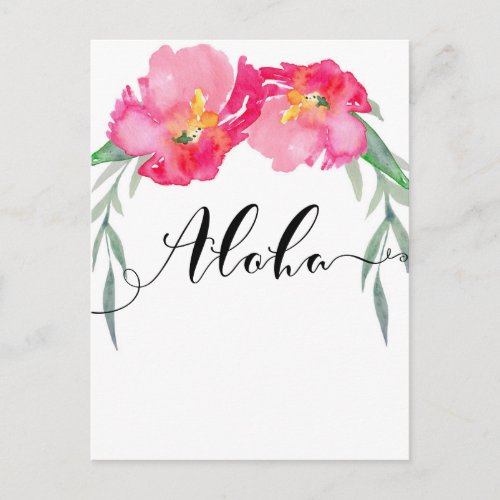 Pink Tropical Leaf Floral Aloha Save the Date Announcement Postcard