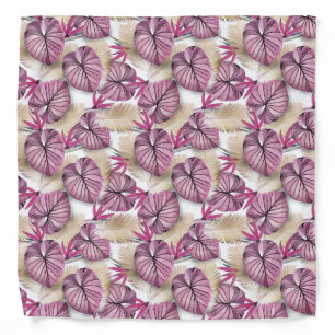 Pink tropical leaves bandana