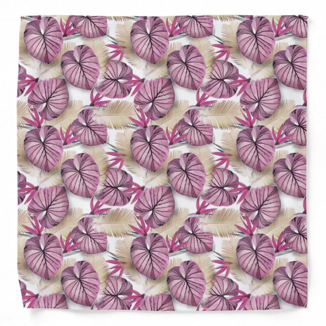 Pink tropical leaves bandana (Front)