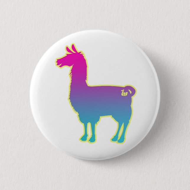 Pink Tropical Llama Button (Front)