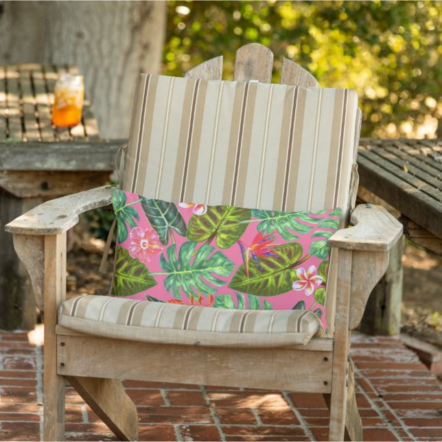 Pink Tropical Lumbar Throw Pillow (Chair)
