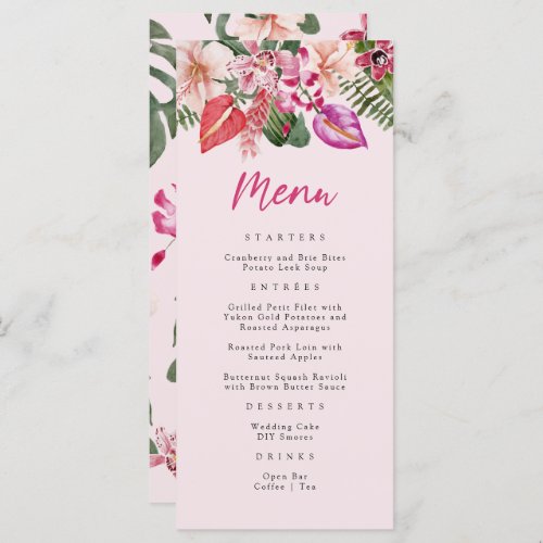 Pink Tropical Menu