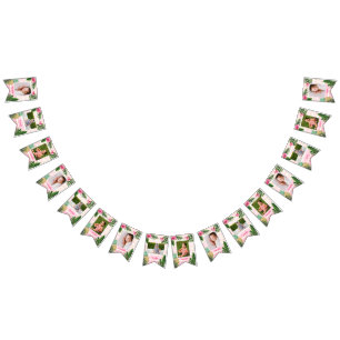 Pink Tropical Monthly Photo Bunting Flags