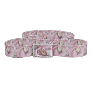 Pink Tropical Orchid Flowers in Watercolor Belt