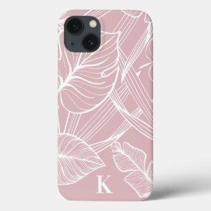 Pink Tropical Palm Leaf Pattern Monogram Case-Mate iPhone 13 Case