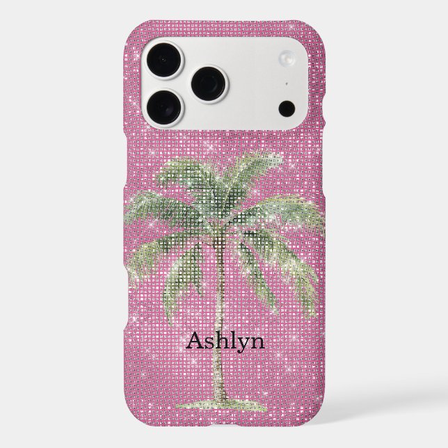 Pink Tropical Palm Tree Sparkle  Case-Mate iPhone Case (Back)