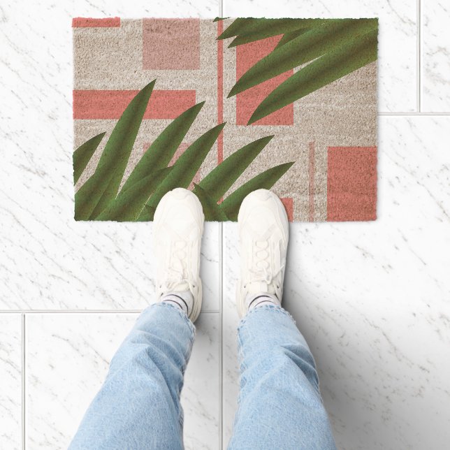 Pink Tropical Plants Fiber Doormat (Insitu)