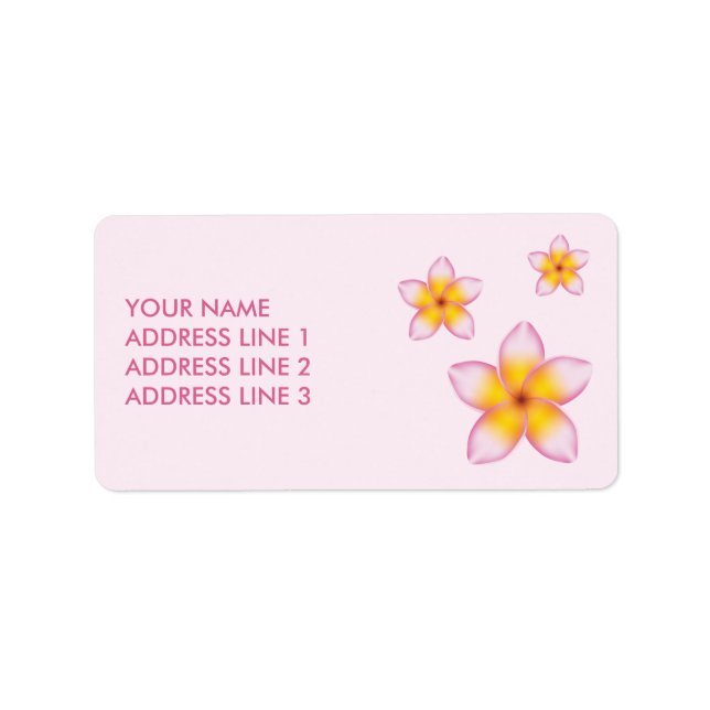 Pink Tropical Plumeria Flowers And Custom Info Label (Front)