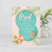Pink Tropical Pool Party Baby Shower Invitation (Standing Front)