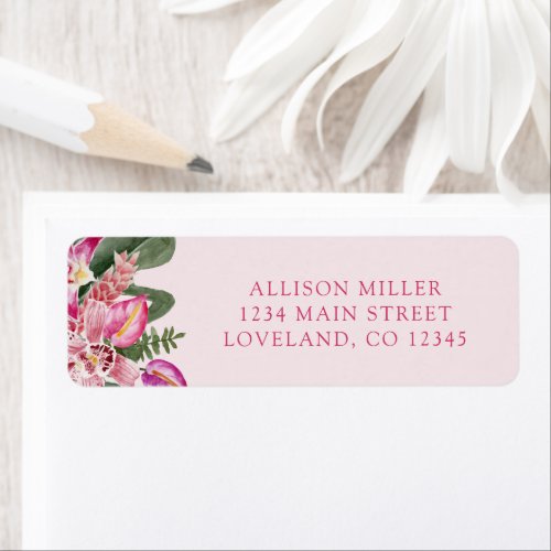 Pink Tropical Return Address Label