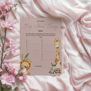 Pink Tropical Safari Animals Baby Shower game