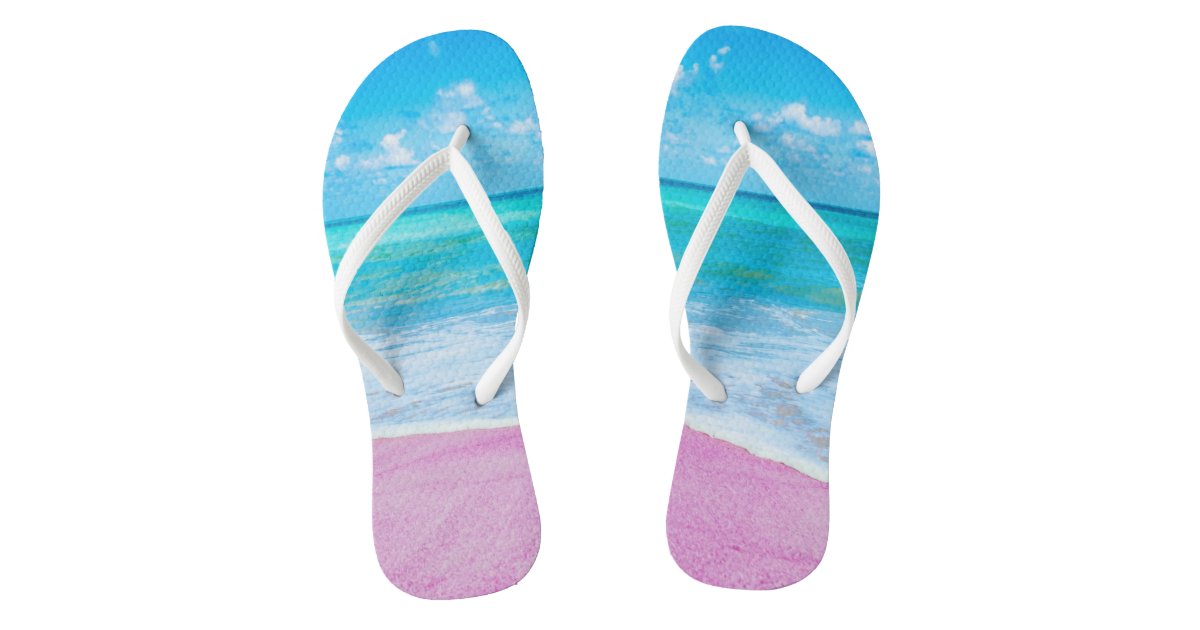 Pink Tropical Sand Beach Flip Flops | Zazzle.com