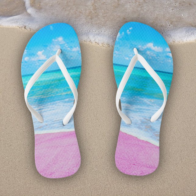 Pink Tropical Sand Beach Flip Flops (Creator Uploaded)