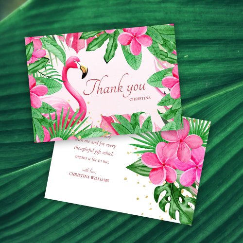Pink Tropical Summer Bridal Shower Thank You Card