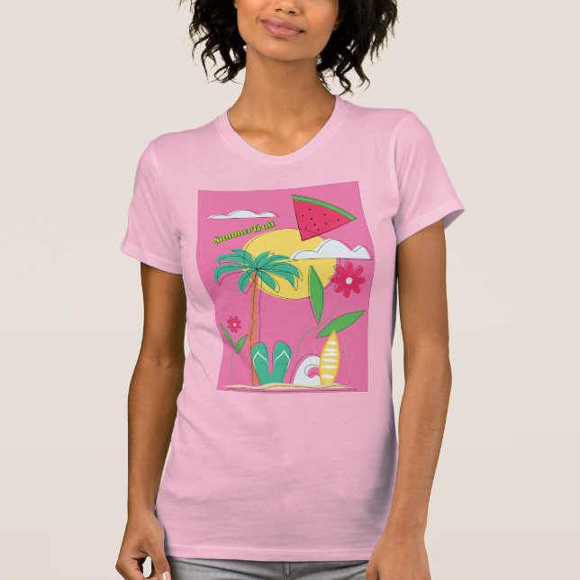 Pink Tropical SummerFruit T-Shirt (Front)