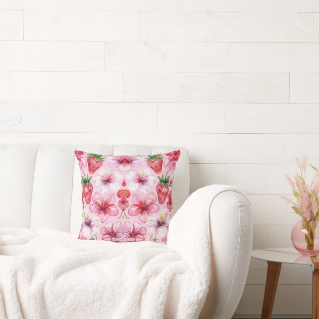 Pink Tropical Throw Pillow (Couch)