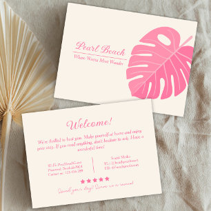 Pink Tropical Vacation Rental Welcome Business Card